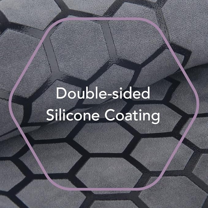 Clever Yoga Non-Slip Hot Yoga Towel – Non-Slip Grip for Hot Yoga, Sweat Absorbent, Honeycomb Silicone Grip, Stays Flat – Ideal for Pilates, Travel, Washable & Lightweight - Gray