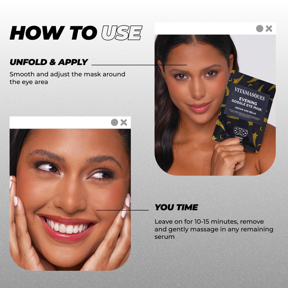 Vitamasques Under Eye Mask, 3-Pack Ultra-Revitalizing Goggle Mask, Korean Skin Care, Hydrates & Smooths Fine Lines & Tired Looking Under Eyes - Hyaluronic Acid & Centella