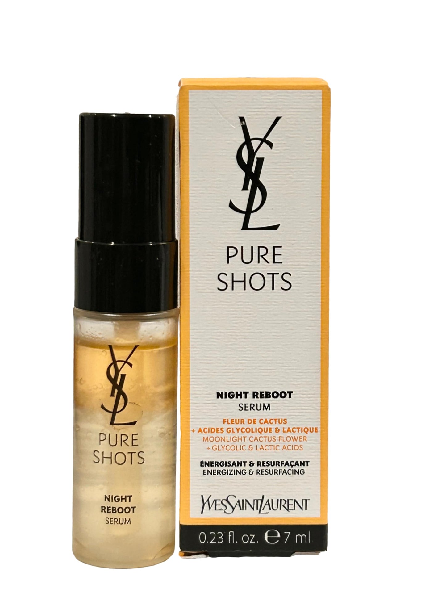 Yves Saint Laurent YSL PURE SHOTS Night Reboot Serum Energizing & Resurfacing MINI Travel Size 7 ml / 0.23 fl oz. - 4478