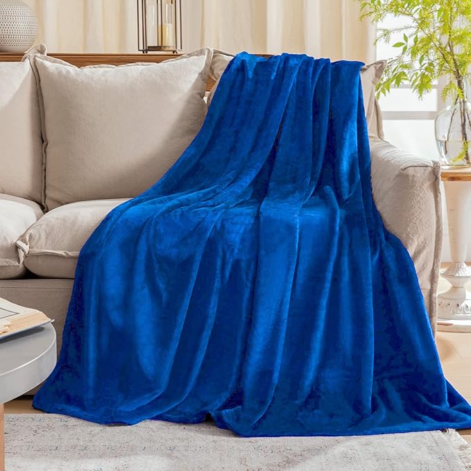 JIAHANNHA Royal Blue Throw Blanket Fleece Blanket 50"x60",Super Soft Cozy Plush Throw Blanket for Couch Sofa Bed,Warm and Lightweight Bed Blankets for Adults