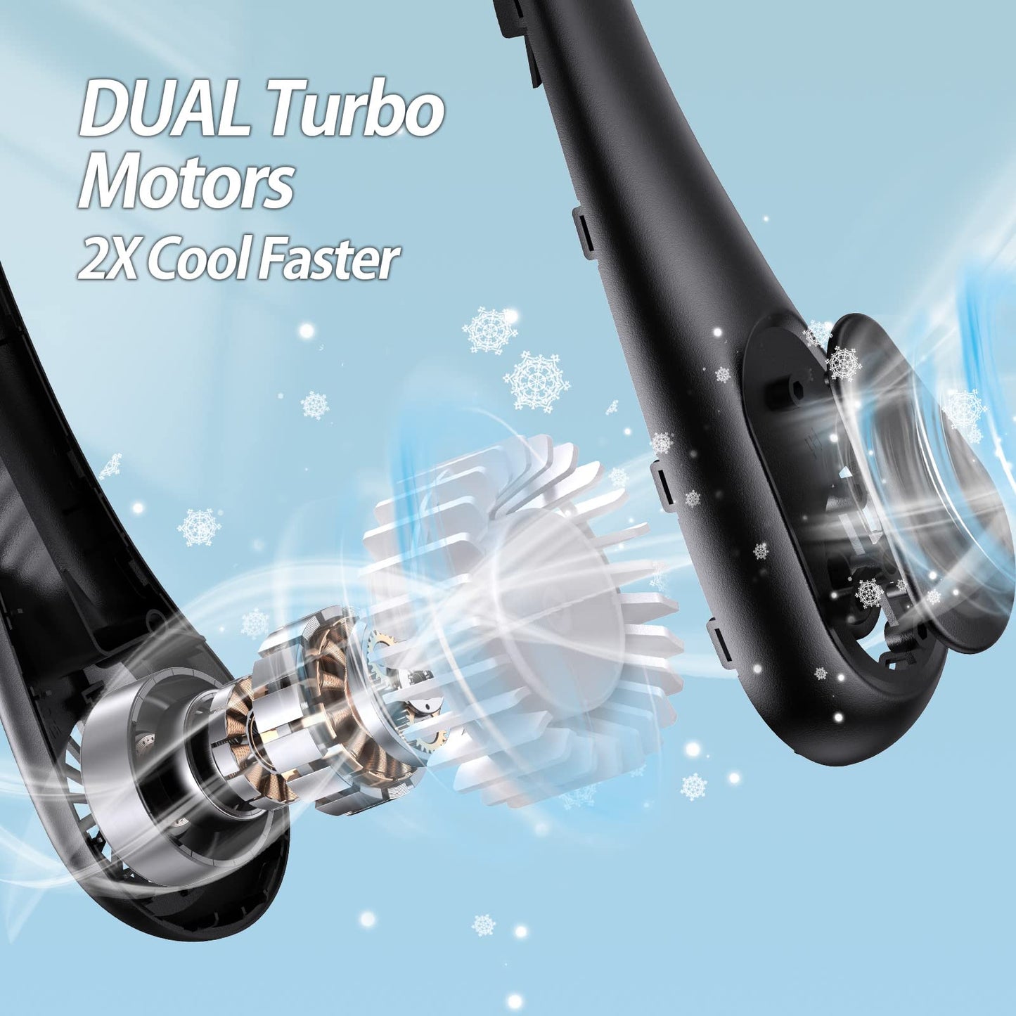 AMACOOL Bladeless Neck Fan Portable Personal Fan 5000mAh Rechargeable Battery Operated Wearable Fan for Women Men Outdoor Sport Travel Patio Garden Work Home Kitchen(Black)