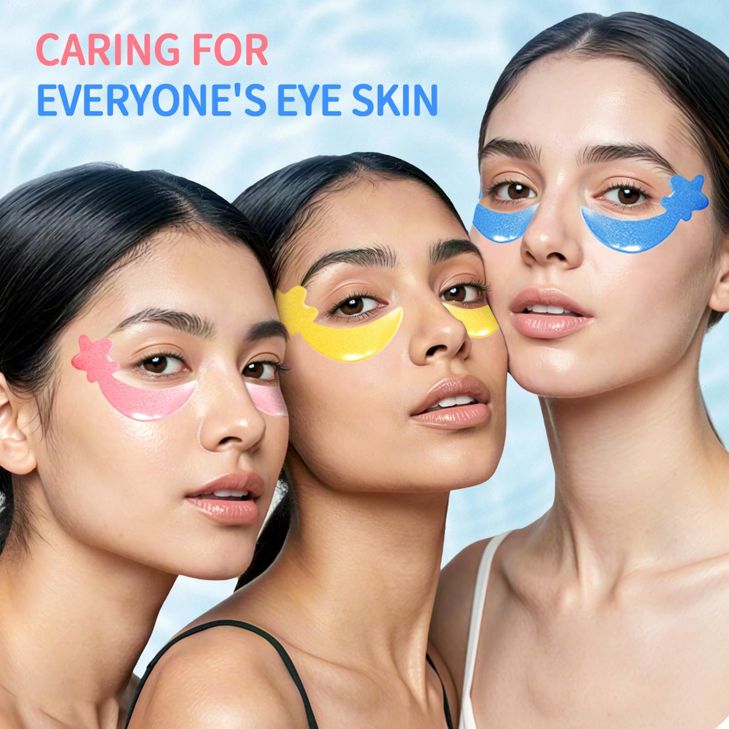 30 Pairs Under Eye Patches,Tri-color Star Under Eye Mask Patches for Sleepover Party,Cooling Eye Patches for Puffy Eyes and Dark Circles,Blueberry+Watermelon+24K Gold Hydrogel Overnight Eye Patches