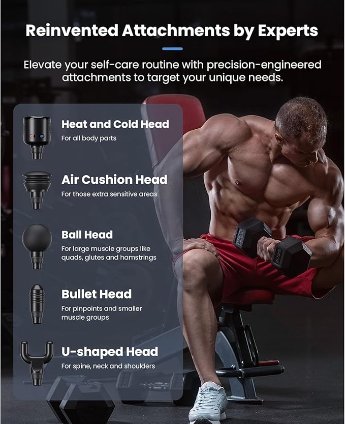 BOB AND BRAD A2 Pro Massage Gun with Heat and Cold Therapy, Professional Percussion Massage Gun Deep Tissue for Athletes Home Gym, Portable Muscle Massager with Force Sensor Light, Ideal Gift