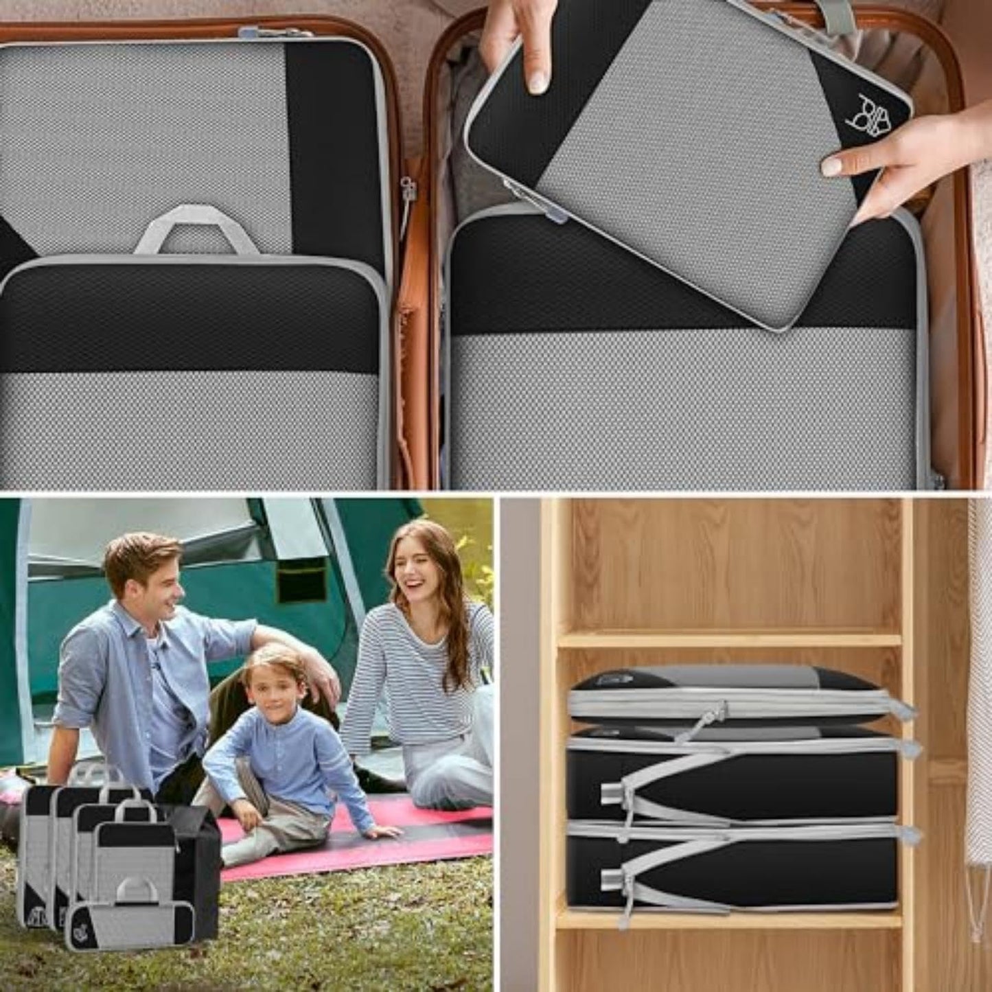 6 Set compression packing cubes travel accessories,Expandable Packing Organizers for Travel,Essentials Luggage Travel Bags,Packing Cubes for Suitcases, Cube Accessories for Women/Men