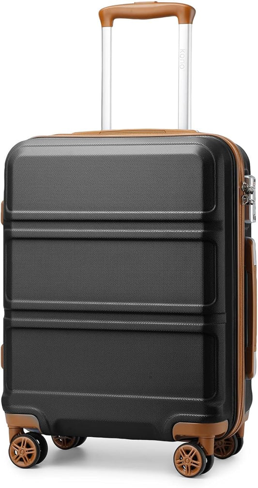 Kono 20'' Carry on Luggage Lightweight with Spinner Wheel TSA Lock Hardside Luggage Durable Small Carry on Suitcase Apricot Black