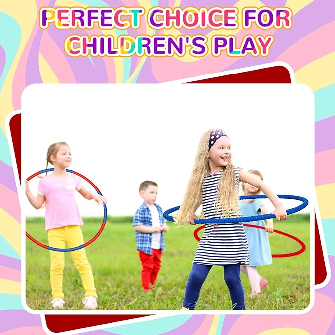 6 Pcs Exercise Hoop Detachable Fitness Rings Adjustable Plastic Toy Fitness Hoop Playground Toys Colored Circles for Teens Games Gymnastics Agility, 28 Inch(Dark Blue, Red)