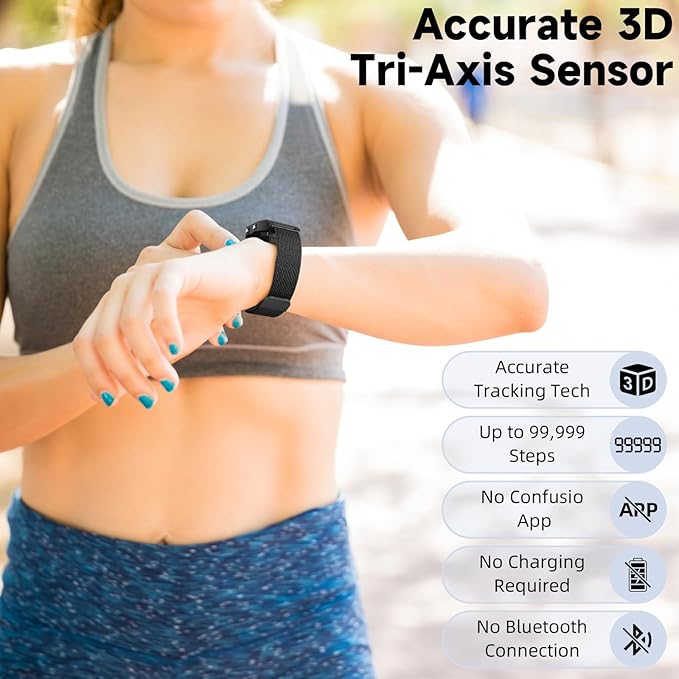 3D Pedometer Watches for Walking, Simple Step Counter Watches with Magnetic Watch Band, Waterproof Step Tracker Watches with Magnetic Watch Strap for Men Women Kids Senior