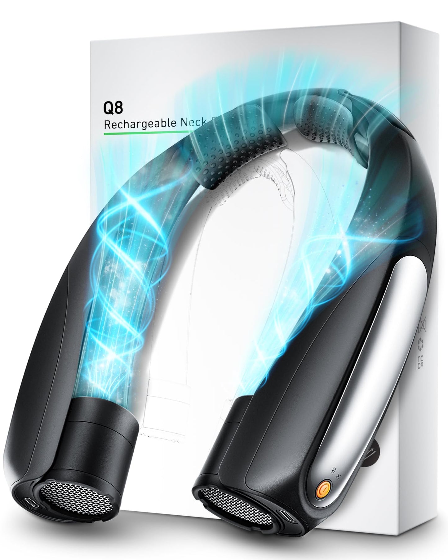 Rarekoas Portable Neck Fan, Hands-Free, 6 Speeds, 6000 mAh Battery, 360° Cooling Wearable Personal Fan, Rechargeable, Gifts for Women Men, Suitable for Indoor, Outdoor, Travel