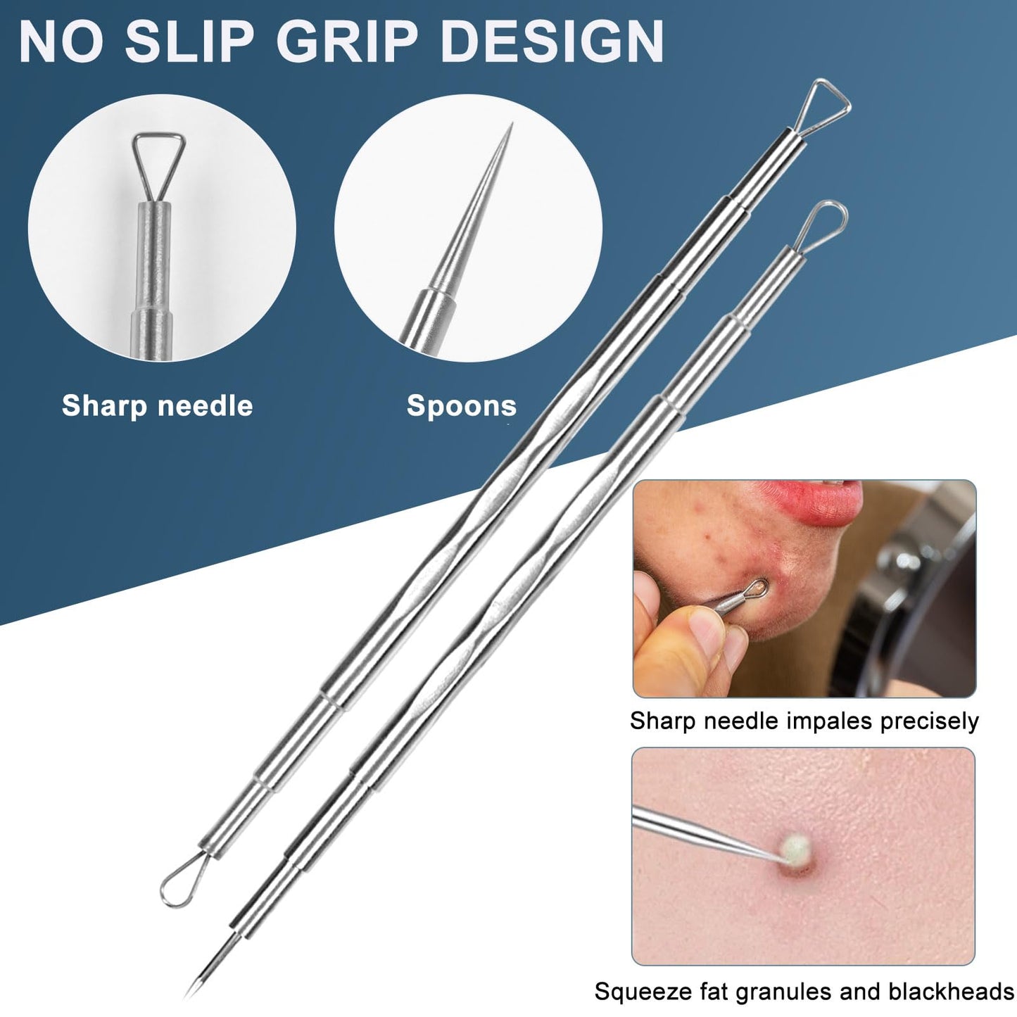 Professional Facial Blackhead Remover Tools,6-Piece Stainless Steel Acne Extractor Tools Set with Storage CaseKit for Whitehead Acne Blemishes Comedones Stainless Steel Makeup Tool