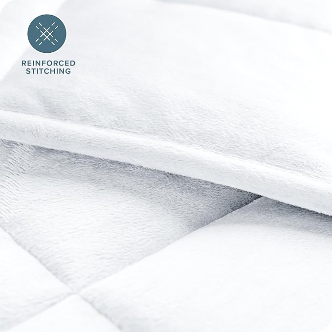 Bare Home Weighted Blanket Queen Size 17lb (60" x 80") for Adults - Minky Fleece - Premium Heavy Blanket Nontoxic Glass Beads (White, 60"x80")