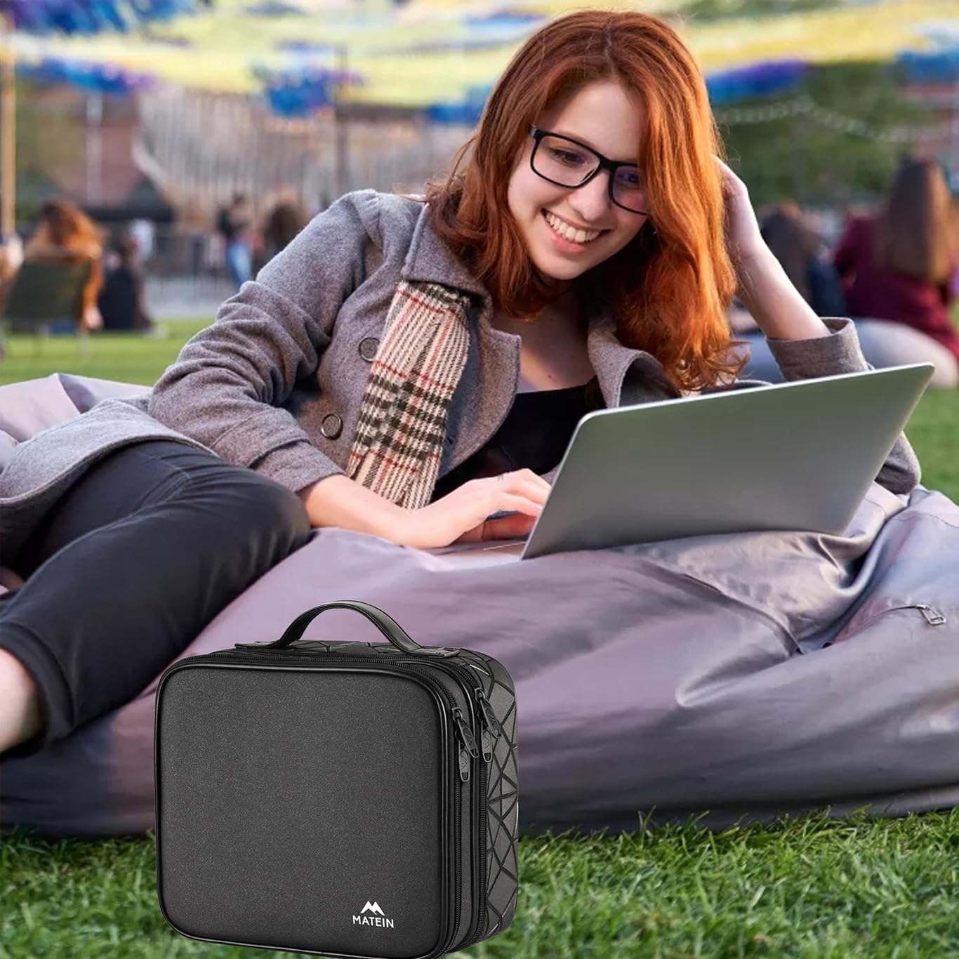 MATEIN Cable Organizer Bag, Waterproof Travel Electronic Storage with Adjustable Divider, Shockproof Portable Double Layer Tech Bag Carrying Case for Cord, Earbuds, Charger, SD Card, DJ Gifts, Black