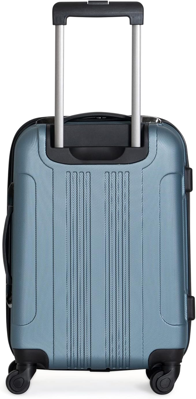 Kenneth Cole REACTION Out of Bounds Lightweight Hardshell 4-Wheel Spinner Luggage, Granite Blue, 20-Inch Carry On