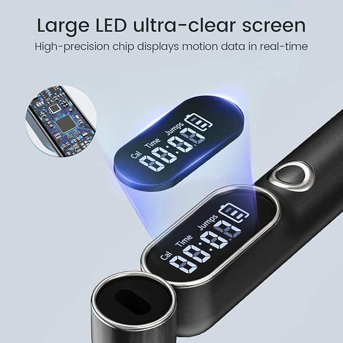 2 in 1 Smart Jump Rope with Digital Counter - Adjustable Cordless Skipping Rope for Weight Loss, Home Workout & Boxing Training 3 Modes (Speed/Calorie/Time) Gift for Women Men Kids (Black)