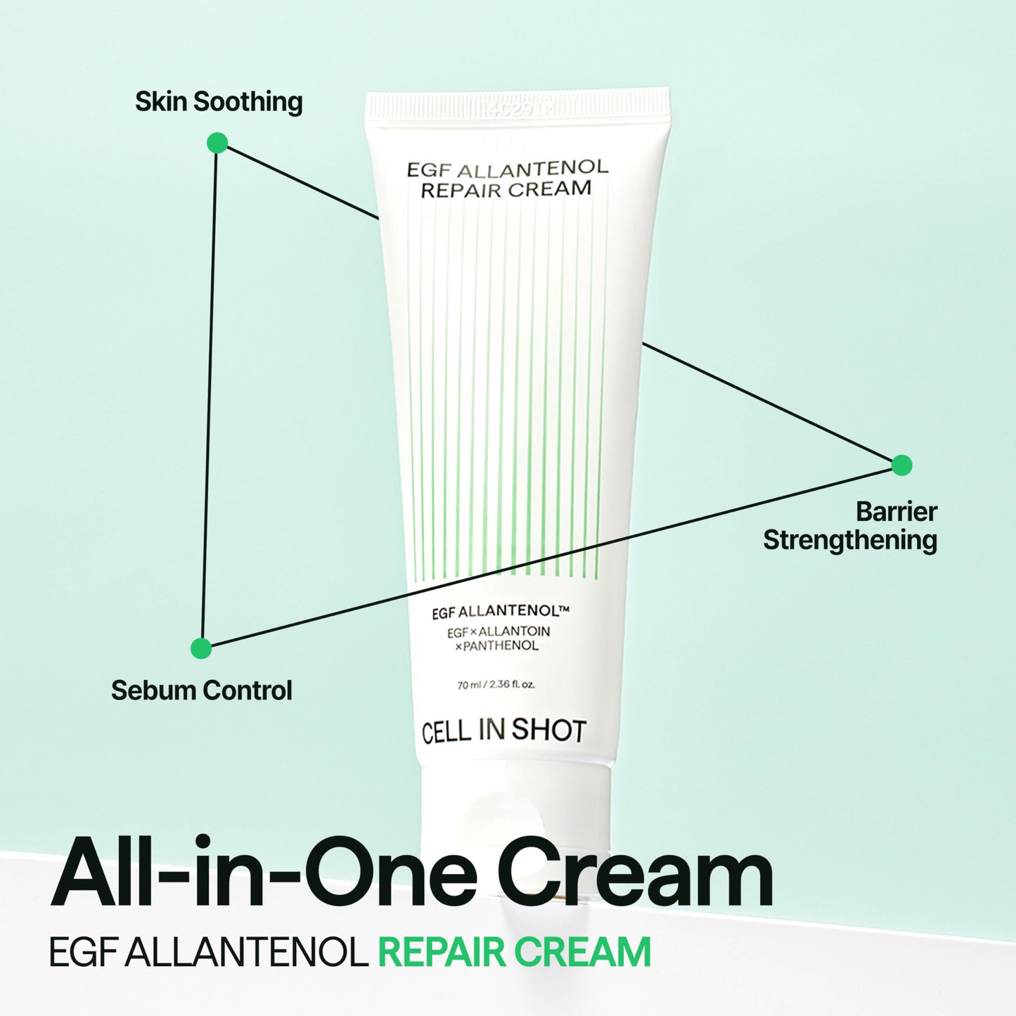 CELL IN SHOT EGF Allantenol Barrier Repair Cream – Facial Moisturizer for Hydration and Skin Barrier Strengthening - Korean Skin Care, 2.36 fl.oz (70 ml)