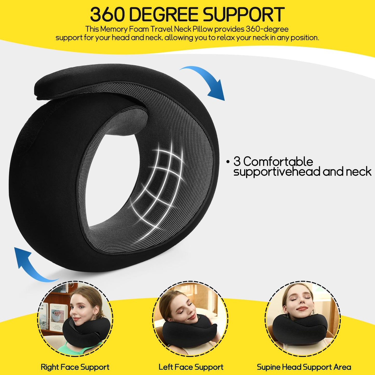 Ulaek®Travel Pillows for Airplanes,Travel Neck Pillow Airplane Memory Comfortable Breathable Cover, Stowable Pillows for Sleeping, Car, Airport Travel Essentials,Gifts for Family, Wife and Friends