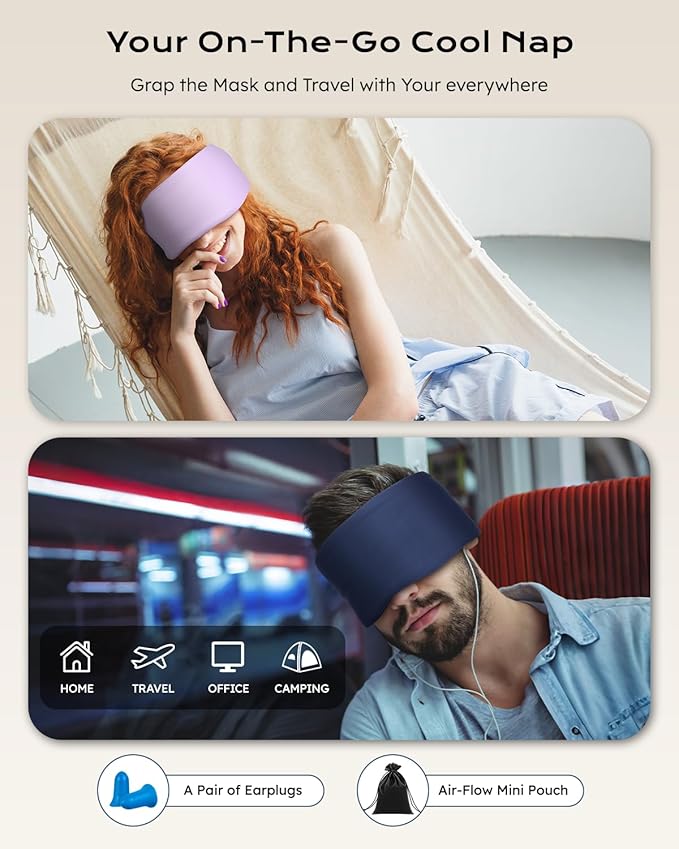 Dual-Sided Sleep Mask for Side Sleepers, Soundless Velcro, Bamboo Fiber & Milk Silk Eye Mask, Zero Pressure Sleeping Mask for Women & Men, Eye Relief Blindfold for Nap, Travel Essentials, Black