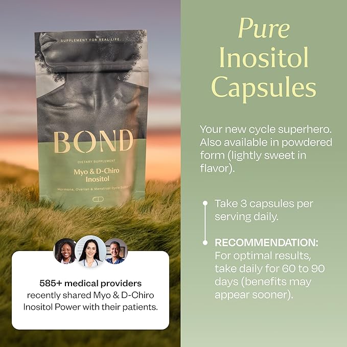 BOND Inositol Capsules: Myo & D-Chiro Inositol, Ovarian & Menstrual Support, Hormone Balance for Women, 40:1 Ratio, 90 Vegan Capsules