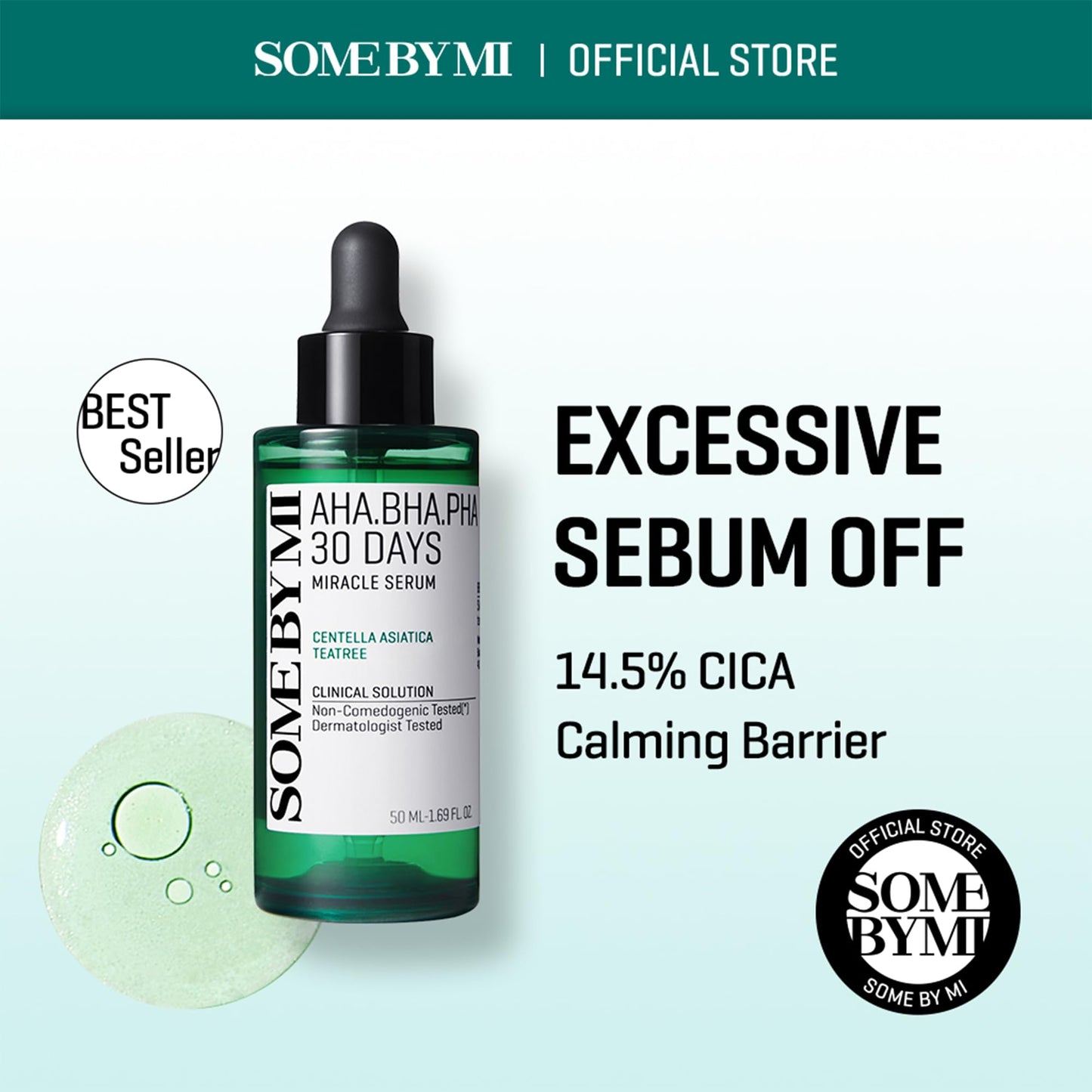 SOME BY MI AHA BHA PHA 30 Days Miracle Serum - 1.69oz, 50ml - Daily Centella Ampoule Serum with Niacinamide for Soothing, Calming and Clear Skin - Pore, Sebum and Blackhead Care - Korean Skin Care