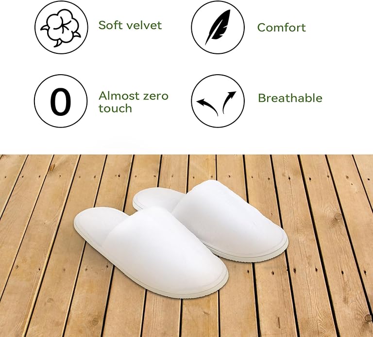 10PCS Unisex Guest Disposable Slippers, SPA Cotton Slipper, Hotel Bath Slippers Disposable, Travel Bulk Guest House Slipper for Shoeless Home, Travel, Hotel or Commercial