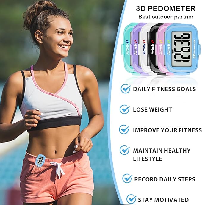 3D Step Counter Clip On with LED Backlight Pocket Pedometer for Walking Outdoor Activities Fitness Tracker Without Smartphone