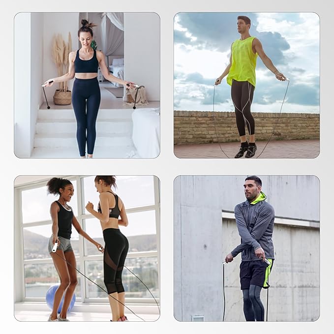 Jump Rope,Ropeless jump ropes weighted with counter for fitness,Home, Indoor or Outdoor exercise use,Workout,Crossfit,Gym,Cordless jump rope for Women,Men, Adults, Kids