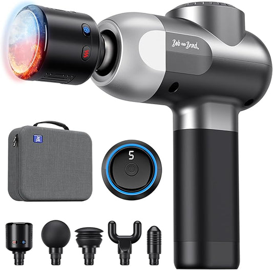 BOB AND BRAD C2 Pro Massage Gun with Heat and Cold Therapy, Mini Massager Gun Deep Tissue, Heated Professional Electric Back Massager for Athletes, Handheld Massager