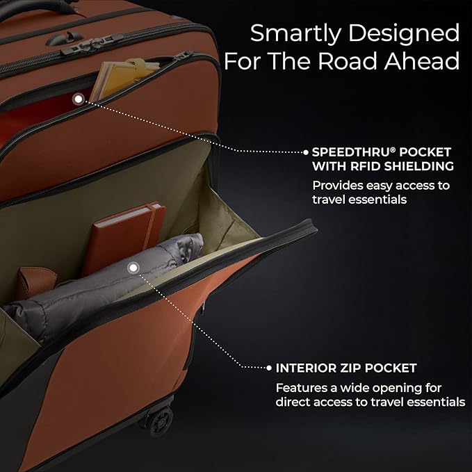 Briggs & Riley 29" Large Expandable Spinner - Checked Luggage for Travel, Suitcases with Wheels, Softside Rolling Bag for Men & Women - ZDX Collection, Canyon