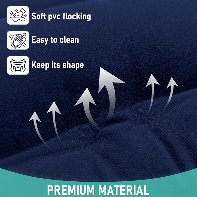 Inflatable Travel Pillow for Airplanes, Airplane Pillow for Supports Neck, Used for Planes, Trains, Cars, Includes Storage Bag, Eye Mask & Earplugs (Blue)