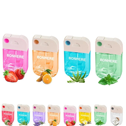 4 Pcs Hydrating Hand Sanitizer Spray, 4 Scents, 5.2 FL. OZ. Portable Sanitizer Spray for Travel Size, 500-Sprays Each Multi-Flavor (4Pcs.)