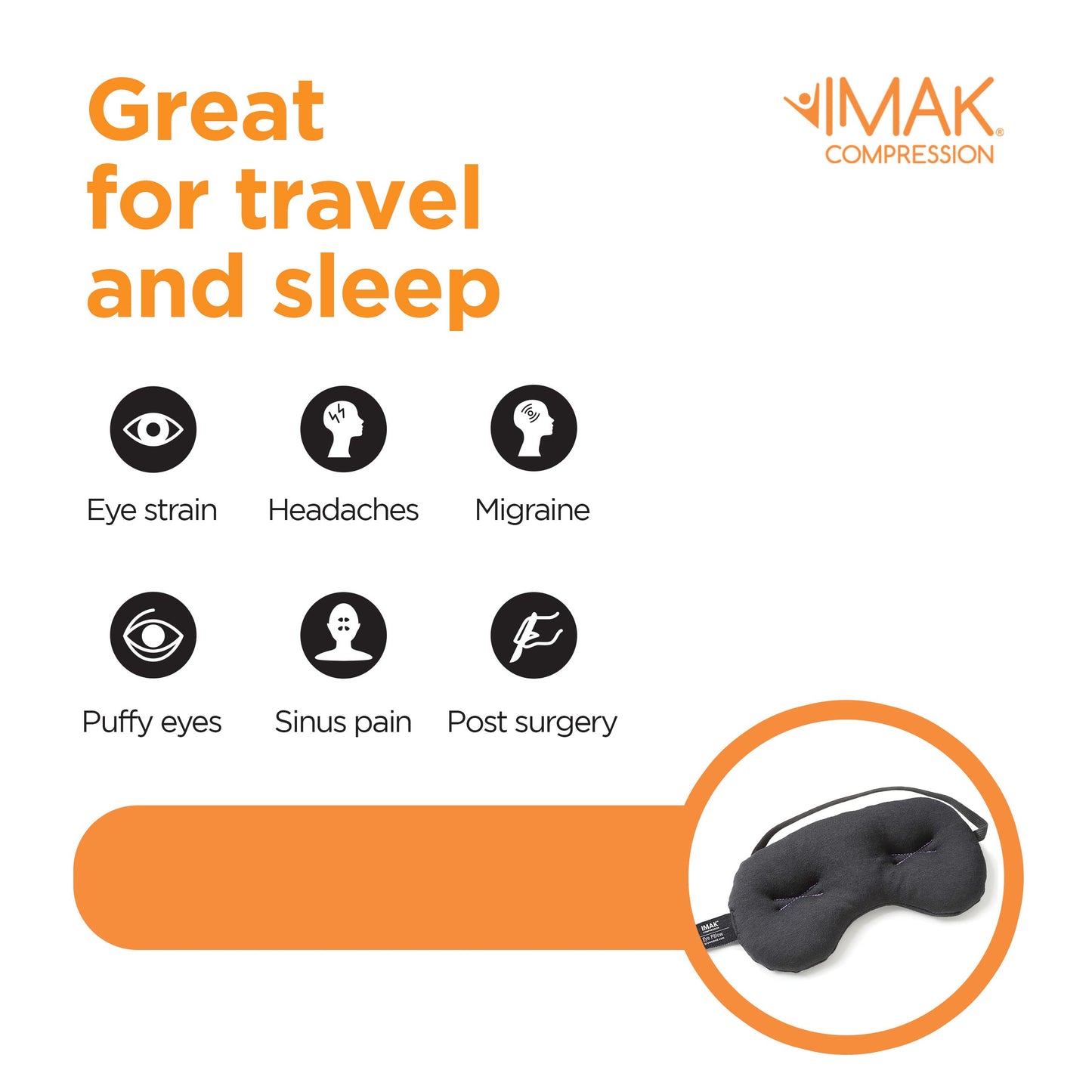 Brownmed IMAK Eye Pillow - Sleep Mask with ErgoBeads for Pain Relief - Cooling & Relaxing Sleep Aid - Black