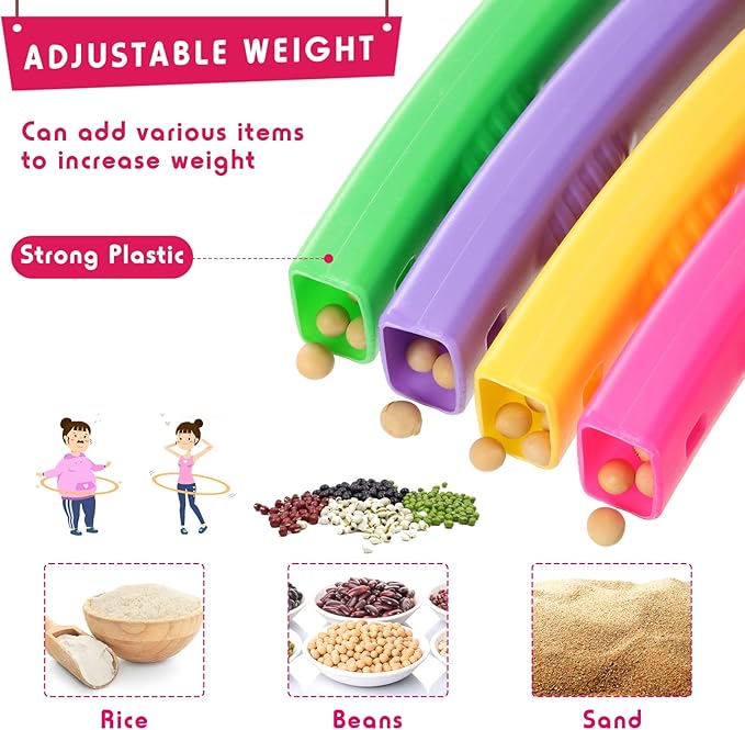 Chivao 8 Pack Color Detachable Hoop Fitness Waist Exercise Ring Plastic Exercise Hoop Adjustable Weight Size Plastic Adult Party Supplies Game Sport Gymnastic