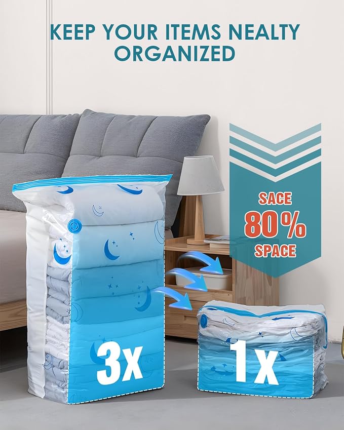 Travel Compression Bags, 35 Pack Vacuum Storage Bags with 1500mAh Rechargeable Battery, Vacuum Seal Bag for Space Saving Clothes, Blanket, Duvets, Pillows, Comforters, Travel Essentials, Luggage