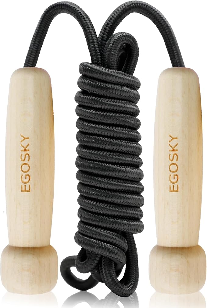 Jump Rope for Women Men Kids, EGOSKY Adjustable Wooden Handle Skipping Rope for Adult Boys Girls Fitness Exercise Outdoor Activity