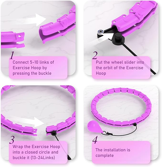 JKSHMYT Weighted Hula Circle Hoops for Adults Weight Loss, Infinity Fitness Hoop Plus Size 47 Inch, 24 Detachable Links, Exercise Hoop Suitable for Women and Beginners