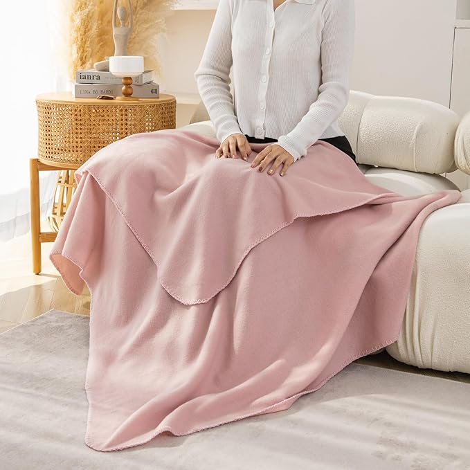 CAI TENG Fleece Throw Blanket Bulk 6 Pack Blankets Soft Lightweight for Kids Cozy Polar Fleece Blanket 50 x 60 Solid Pet-Friendly Bed Sofa Couch Fleece Fabric Travel Wedding Gift Outdoor Pink