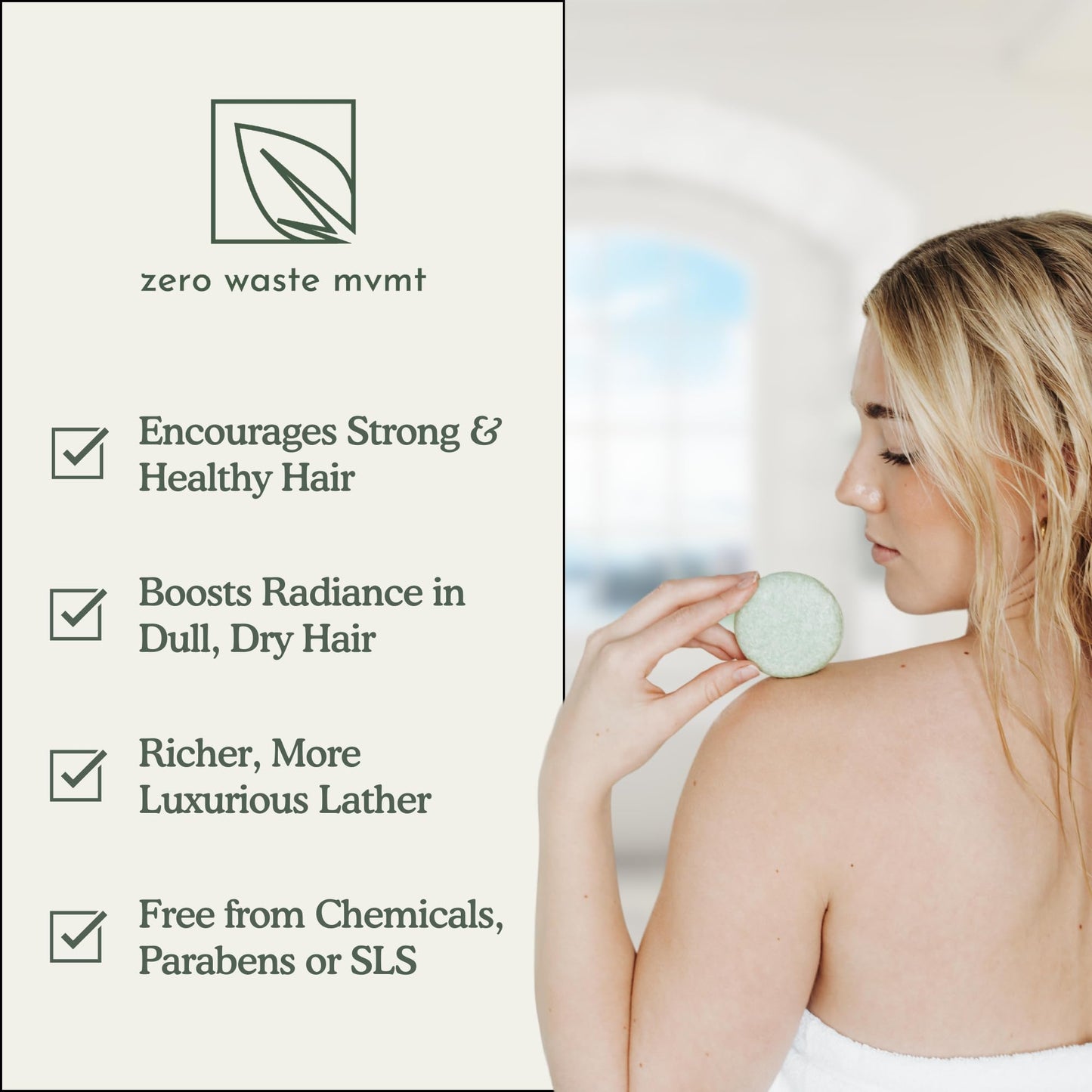 Zero Waste MVMT Shampoo Bar | Peppermint + Eucalyptus | Eco-friendly Shampoo with Travel Container | Natural Salon Quality, Zero Waste & Plastic Free