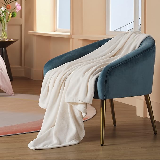 Bedsure GentleSoft Twin XL Fleece Blanket Dorm Bedding - Lightweight Soft Cozy Blankets for Bed, Sofa, Couch, Travel, Camping, Cream, 66"x90"