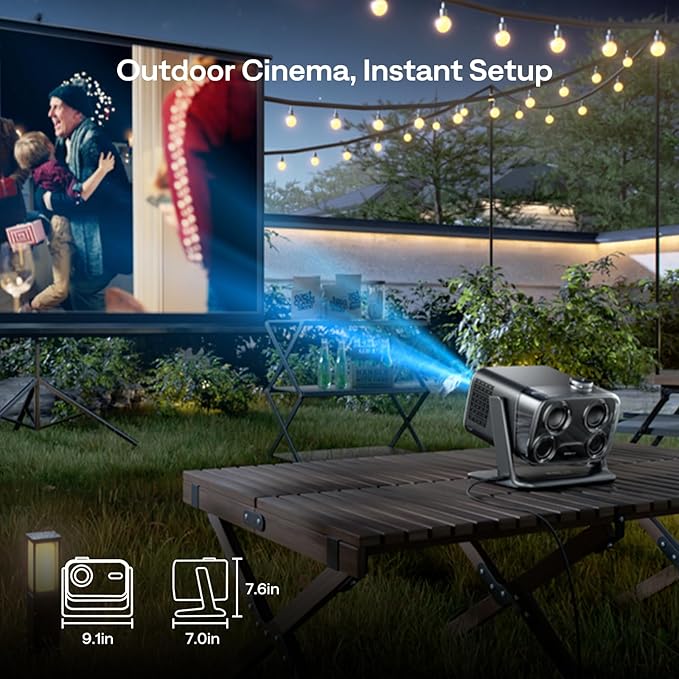 Aurzen BOOM mini Google TV 4K Supported Smart Portable Projector with WiFi and Bluetooth, Outdoor & Home Movie Projector with 20W Speakers DoIby Audio, Real-Time Focus, 500 ANSI Lumens, Black