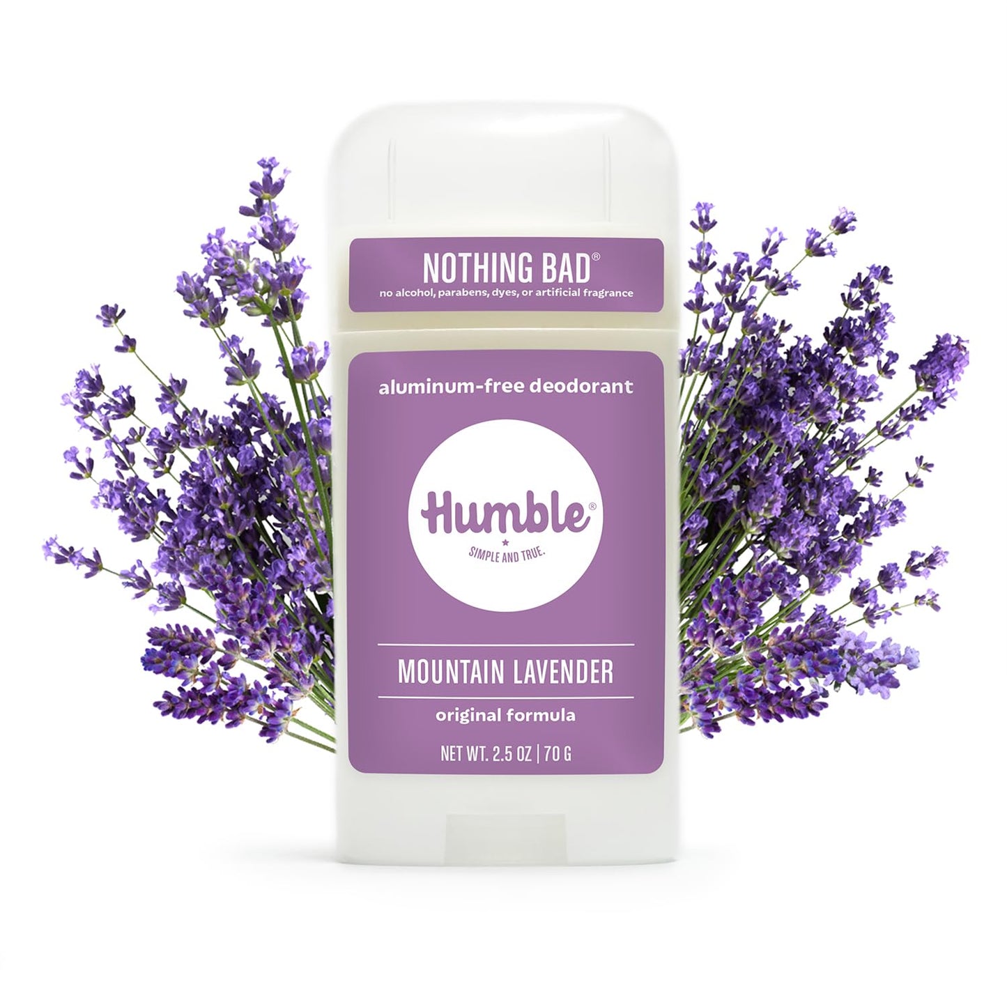 HUMBLE BRANDS Original Formula Aluminum-free Deodorant. Long Lasting Odor Control with Baking Soda and Essential Oils, Mountain Lavender, Pack of 1