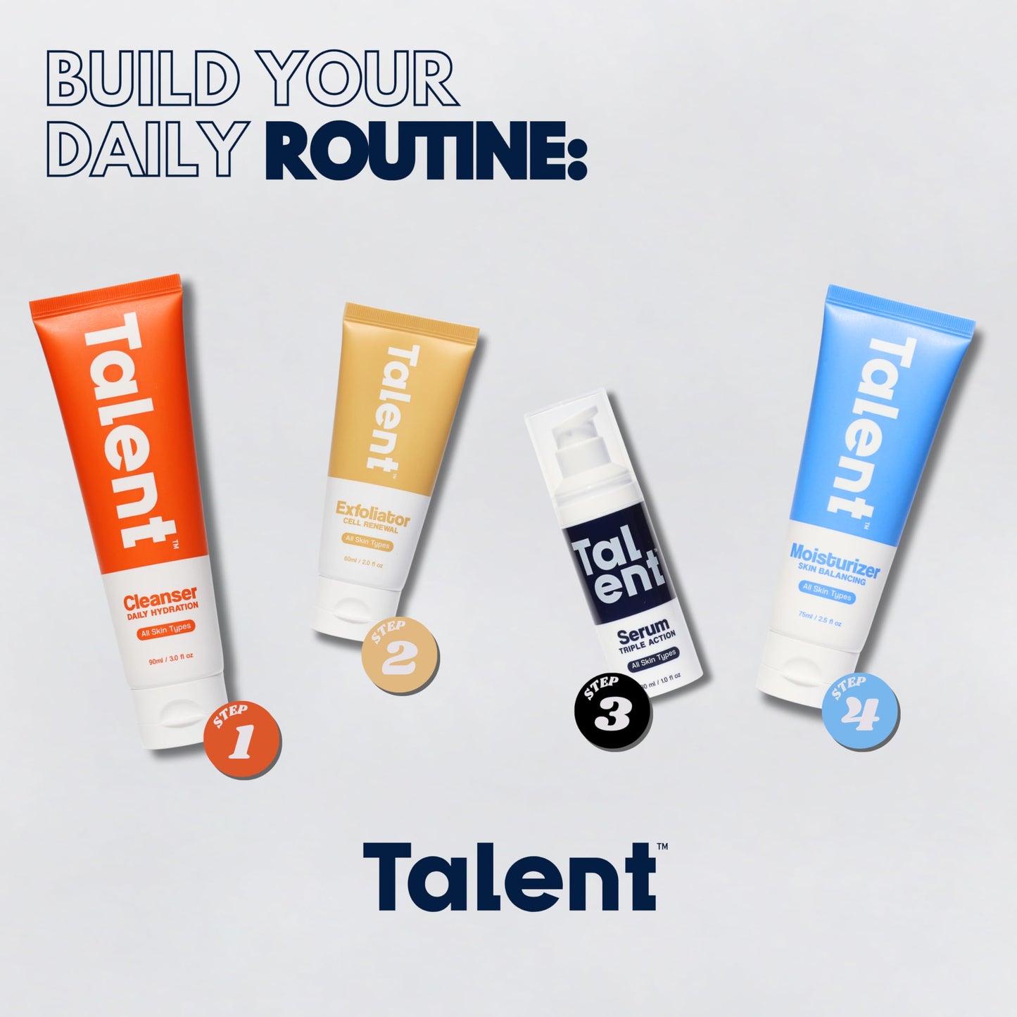 Talent Essential Starter Skincare Set - 90 Day Supply, Korean Skincare, EWG Verified, Fragrance-Free Daily Cleanser (3.0 oz) & Moisturizer (2.5 oz)
