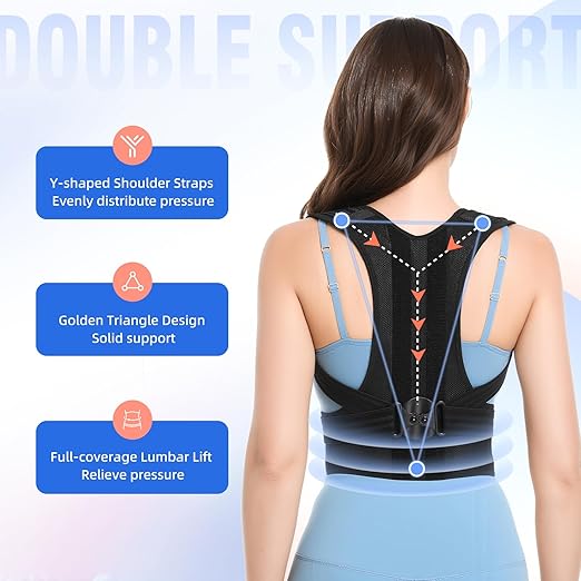 babaka Posture Corrector for Women and Men, Adjustable Full Back Support, Upper and Lower Back Pain Relief, Back Brace, Shoulder Straightener, Scoliosis, Hunchback, Thoracic, Spine Corrector (Medium, Waist: 28''-36'')