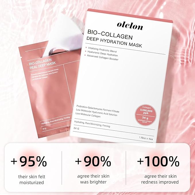 5 Pack Bio Collagen Face Mask Skincare, 100% Hydrating Collagen Mask Overnight Korean Skin Care