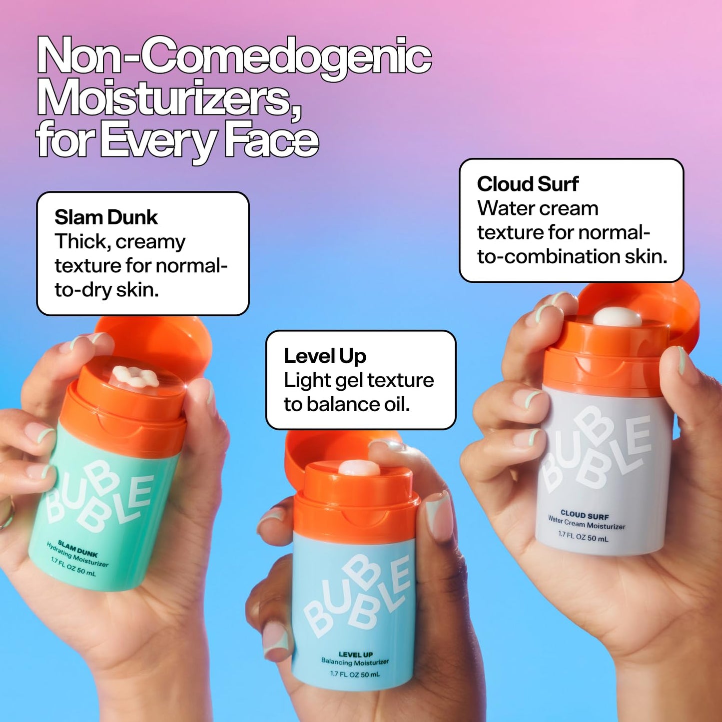 Bubble Skincare Level Up Gel Face Moisturizer for Oily Skin - Balancing + Hydrating Face Lotion with Niacinamide + Zinc to Improve Texture + Reduce Shine - Daily Lightweight Facial Moisturizer (50ml)