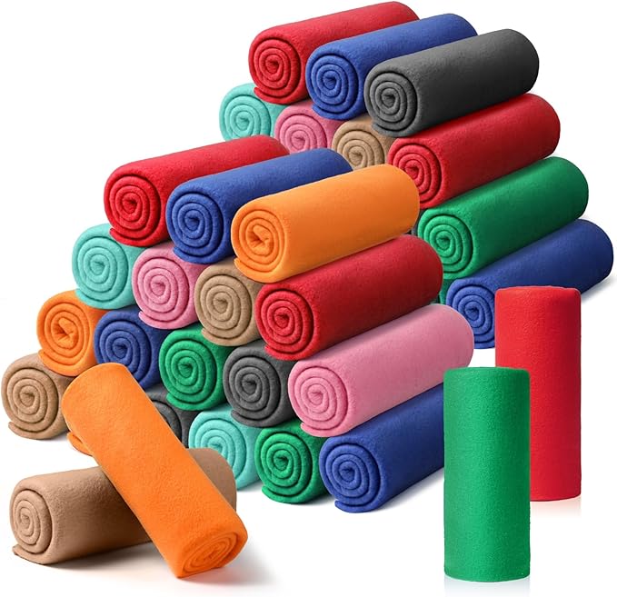Kinlop 40 Packs Fleece Blanket Bulk 60 x 50 Inch Soft Lightweight Fleece Cozy Blanket Warm Throw Plush Pet Throw for Bed Couch Sofa Home Office Wedding Gifts Travel Camping (Novel Color)