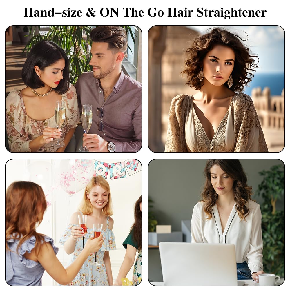 Lightweight Portable Hair Straightener, 0.5 Inch Mini Flat Iron with Ceramic Tourmaline Plates & Smart Constant Temperature - Perfect for Short Hair, Curls, Bangs & Travel - Small Styling Iron