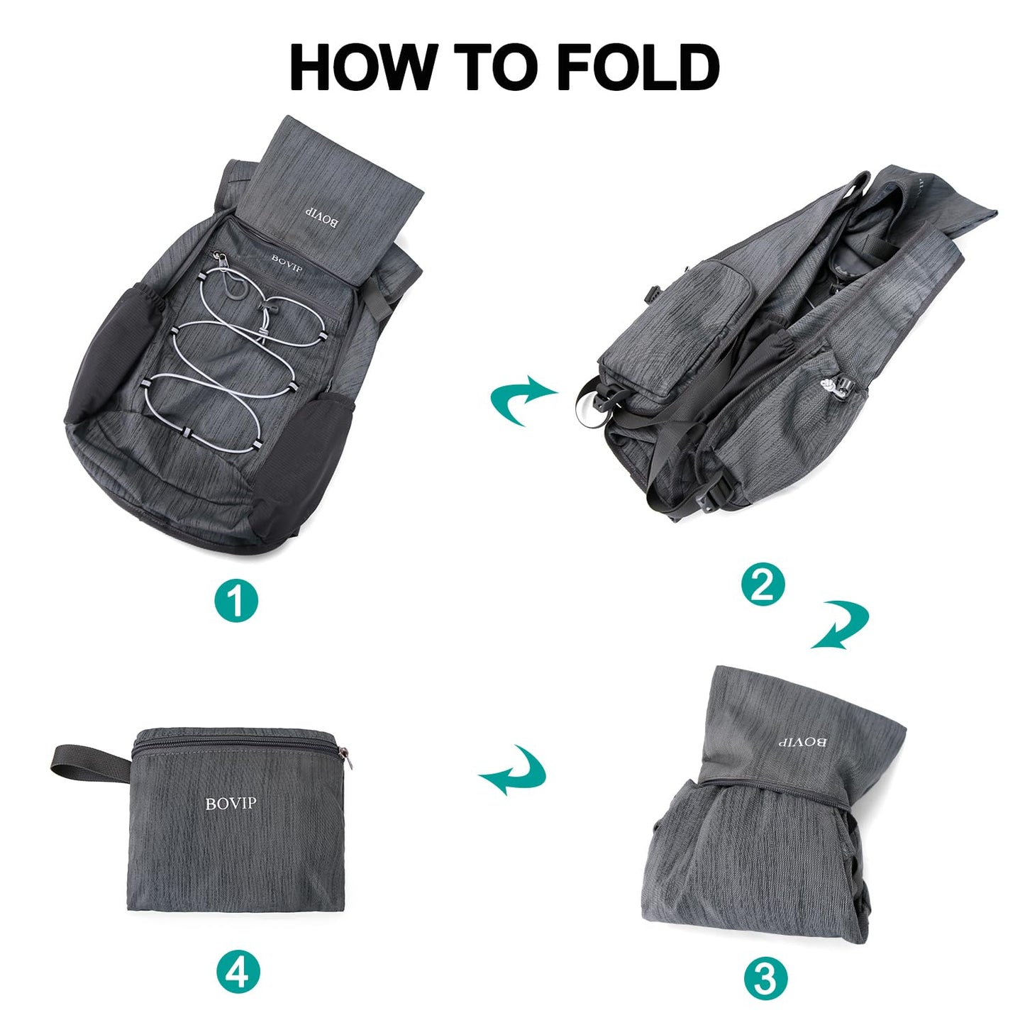 BOVIP 20L Hiking Backpack Lightweight Packable Hiking Daypack Small Travel Outdoor Foldable Shoulder Bag Gray