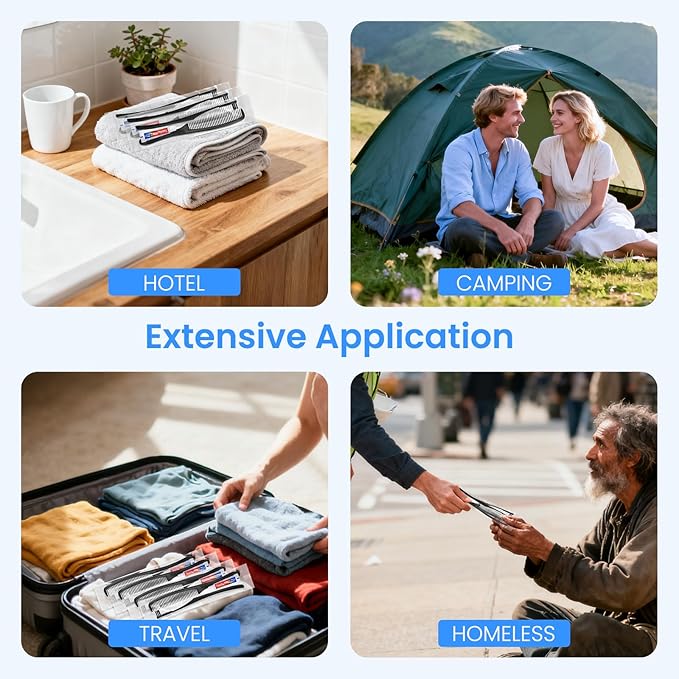 Black Disposable Toothbrushes with Toothpaste and Comb - Pack of 30,Individually Wrapped Single Use Travel Toothbrushes Kit Bulk for Homeless,Guests,Hotel