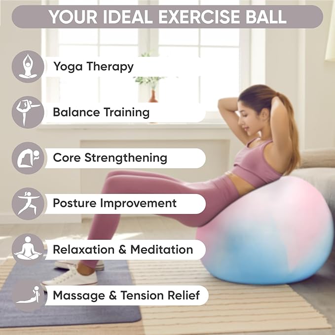 APEXUP Yoga Ball Exercise Ball Anti Slip Heavy Duty for Fitness, Balance & Core Workout