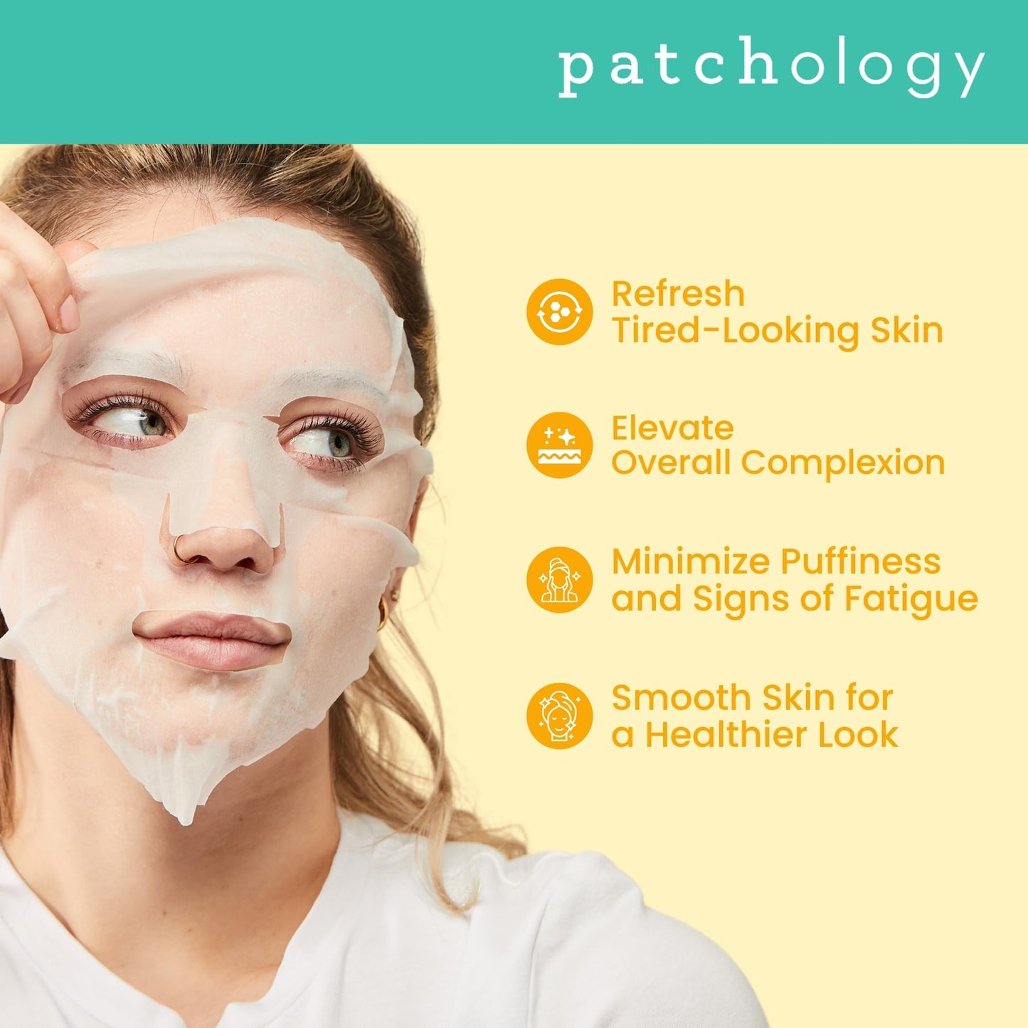 Patchology Wake Up Call Caffeine Facial Sheet Mask – Hydrating Face Mask with Caffeine, Orange Extract & Ginseng – Helps Refresh and Depuff Skin in 10 Minutes – Morning Skincare (4 Count)