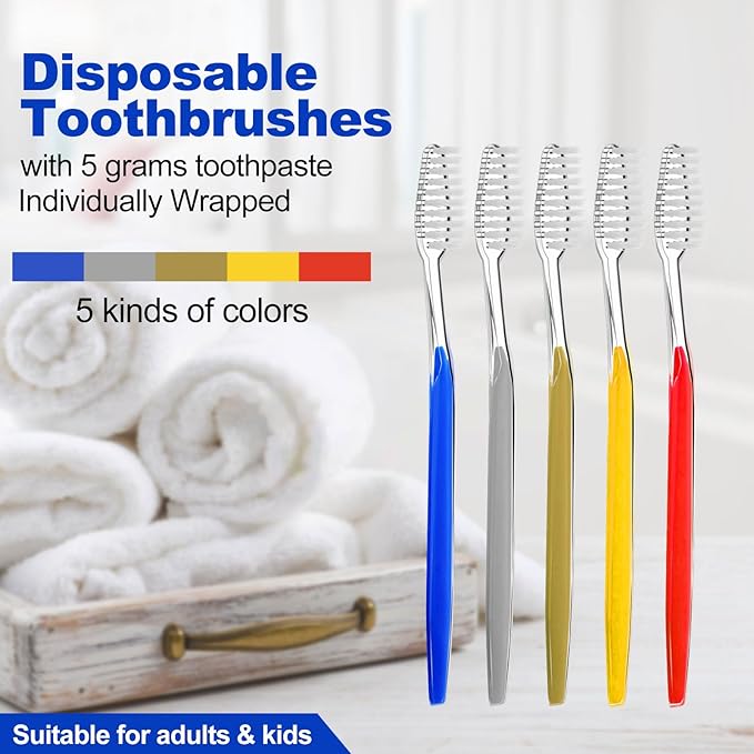 20pcs Disposable Toothbrushes with Toothpaste (5 Colors)